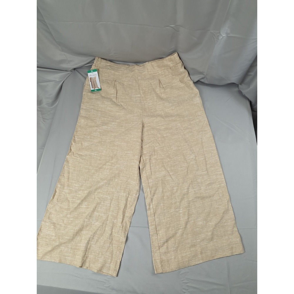 Ella Moss Linen Blend Casual Pants Women's XL Light Tan Wide Leg Pockets 36x25